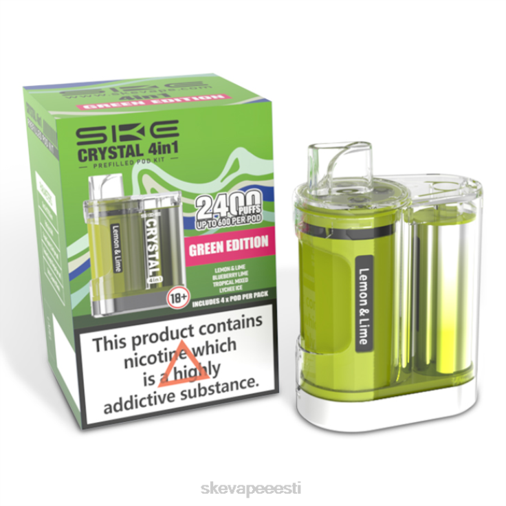 SKE Vape Refills - SKE crystal 2400 4 in 1 pod komplekt segatuna roheline väljaanne BD60X97